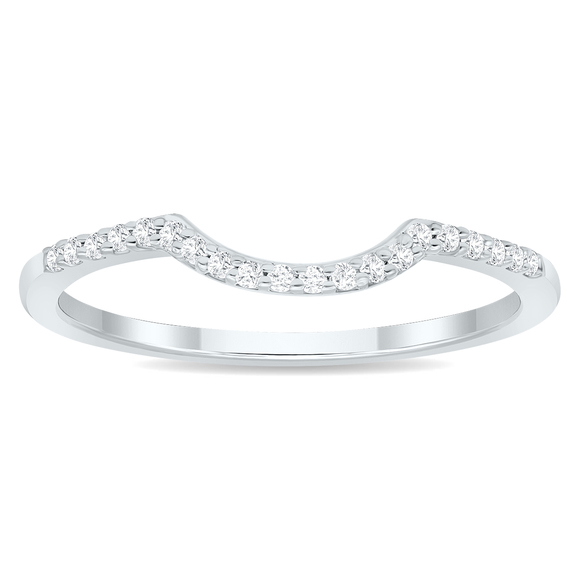 Women's 1/10 Carat TW Curved Diamond Wedding Band in 10K White Gold